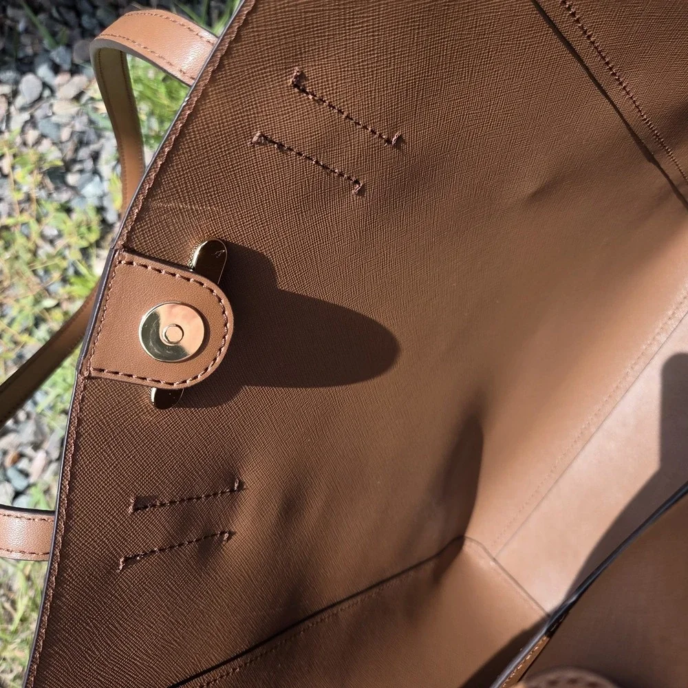 Michael Kors Vincent Large Saffiano Leather Tote Bag with Card Case Camel Brown - Picture 16 of 16